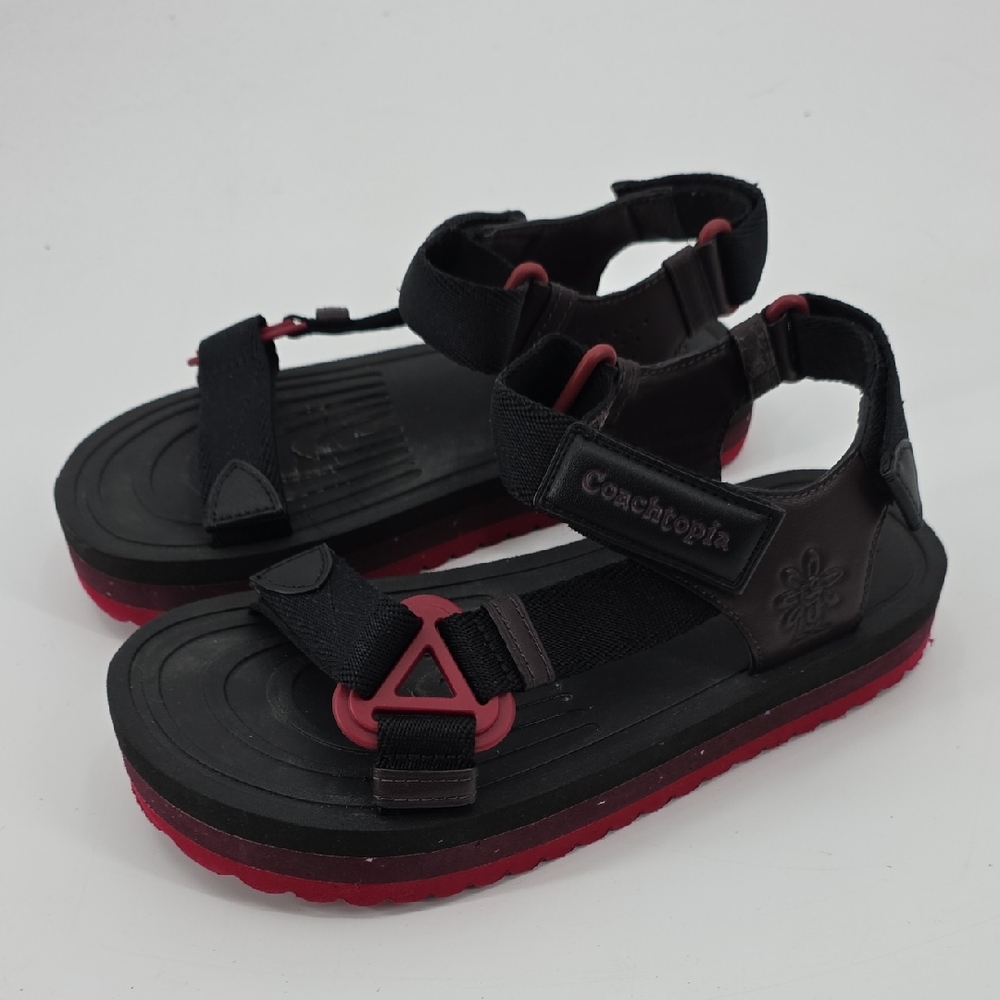 Coach Topia  Black and Red Outdoor Sandals Adjustable Straps